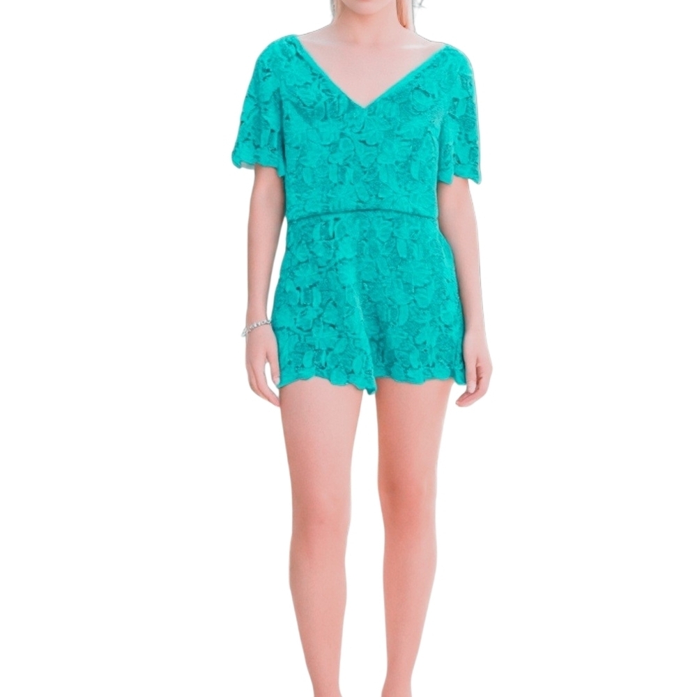 NEW Trina Turk Lace Romper Faraglioni Romper Oceano NWOT - Picture 6 of 14